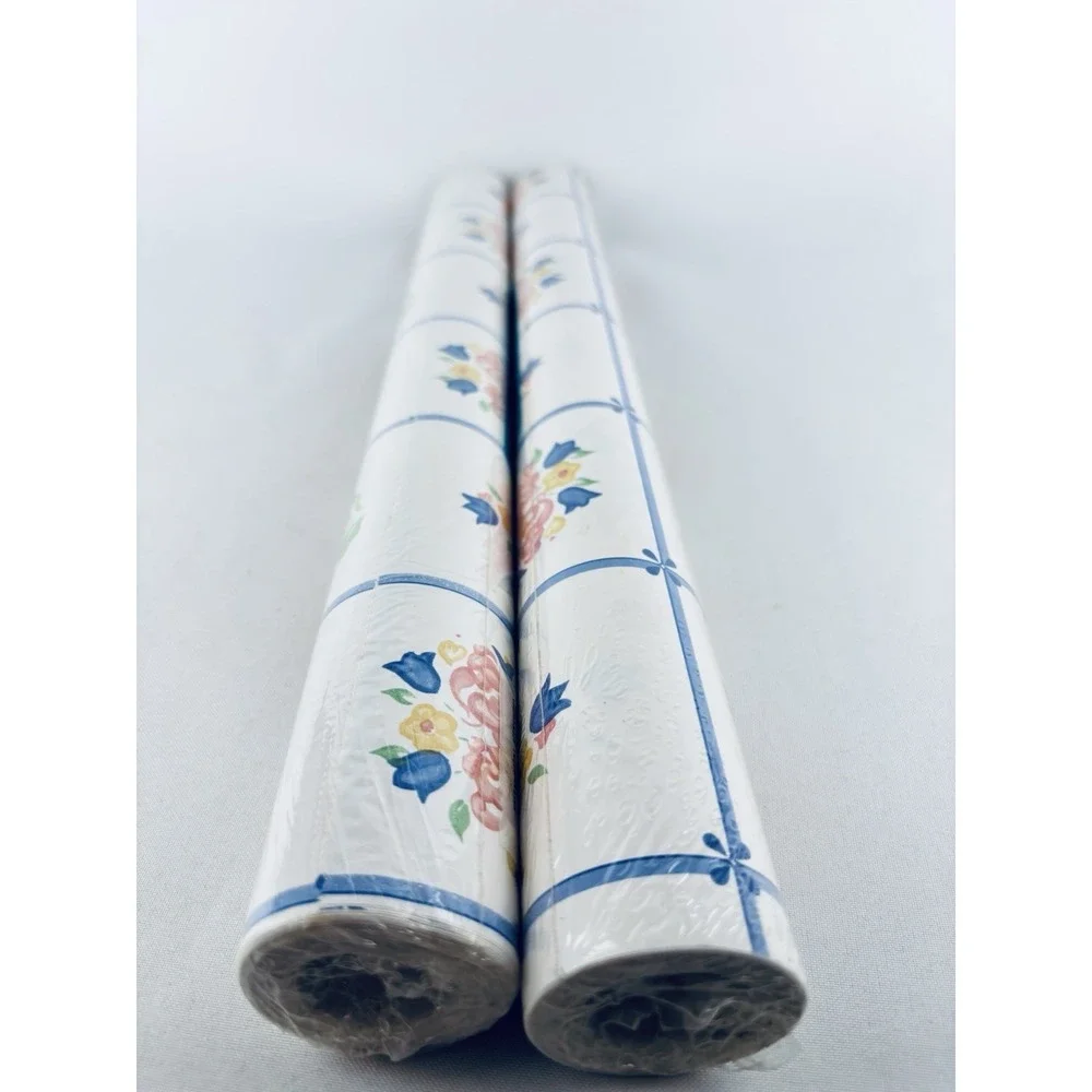 Vintage 90s Con-Tact Brand Contact Floral  Shelf Liner - Lot Of 2 Rubbermaid